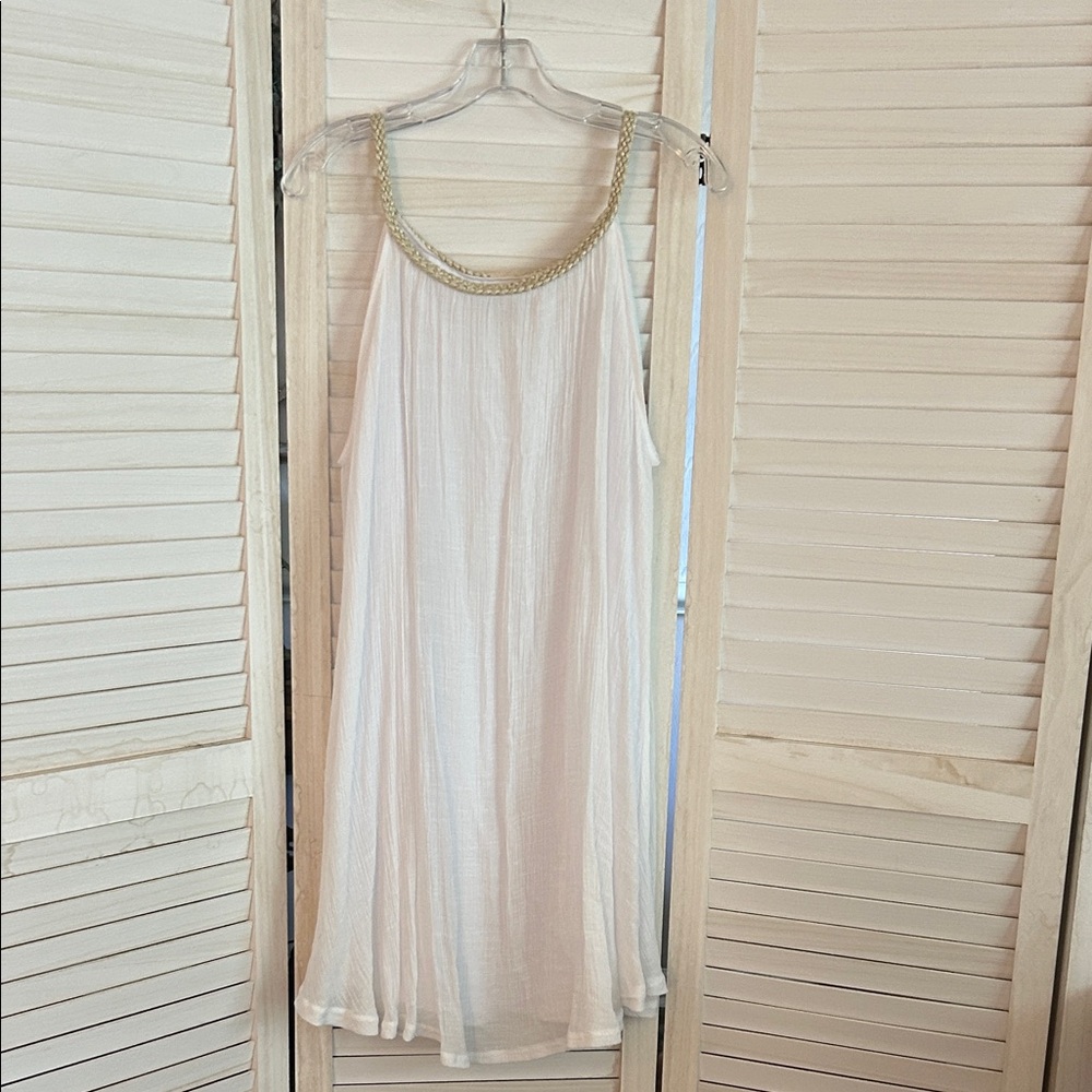 India Boutique White Dress with Gold Trim
